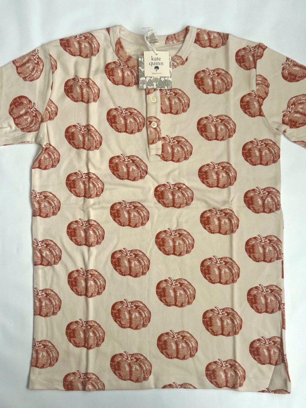 NWT Kate Quinn Men's Pumpkin Henley Small Organic Cotton
